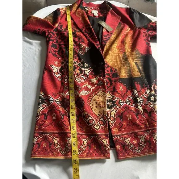 Chico's Artisanal Print Ponte Blazer Womens Size Large Red Art to Wear NWT - Picture 8 of 9